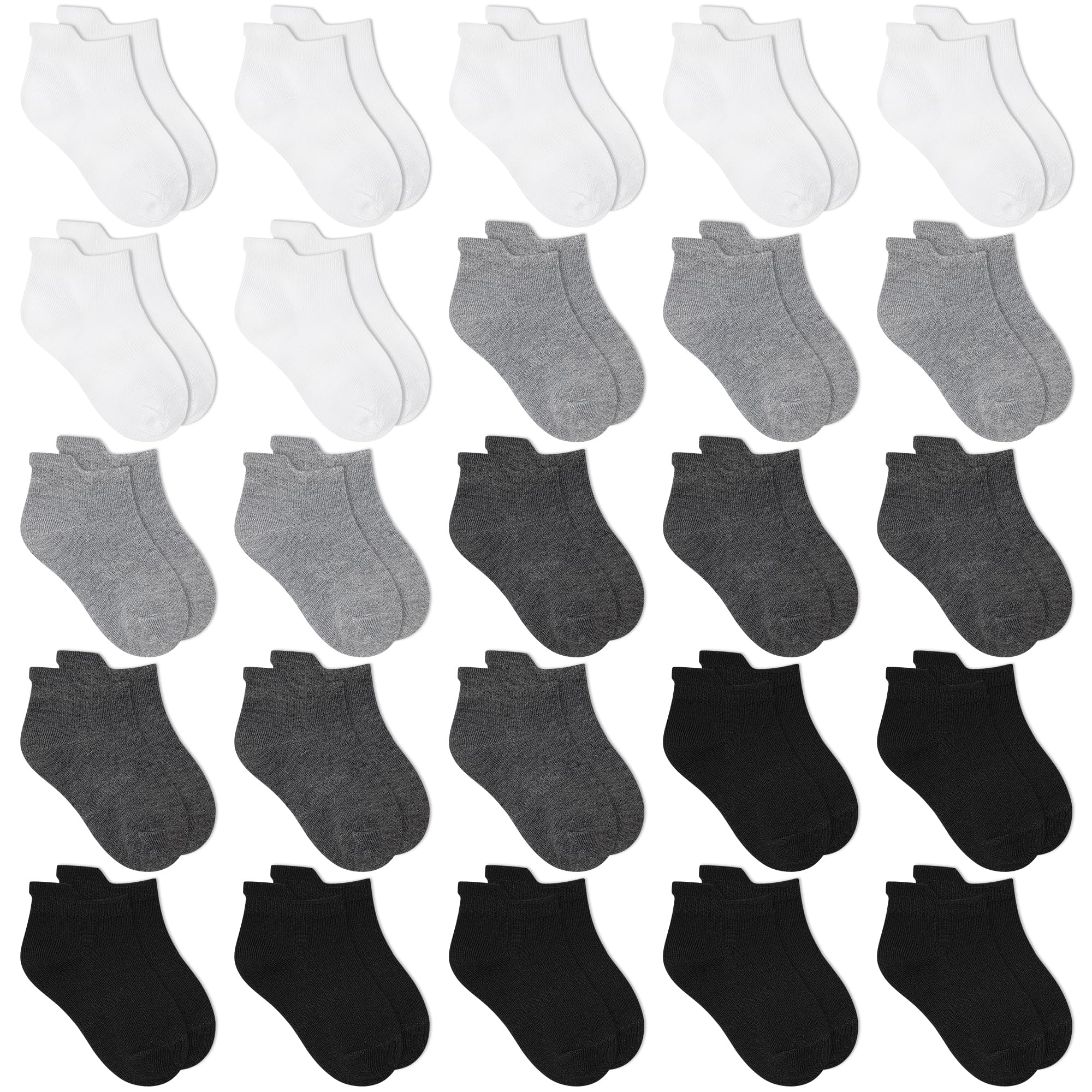 Elutong Kids Socks, 25 Pairs Low Cut Boys Girls Socks Ankle Athletic Socks for 1-14 Years